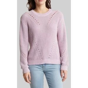 Marine Layer Ramona‎ Pointelle Cotton Crewneck Sweater Lilac Purple Size Small
